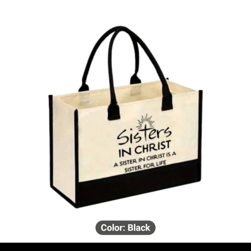 Sisters in Christ Sister for Life Letter Print Tote Bag Gift Bag Women's…